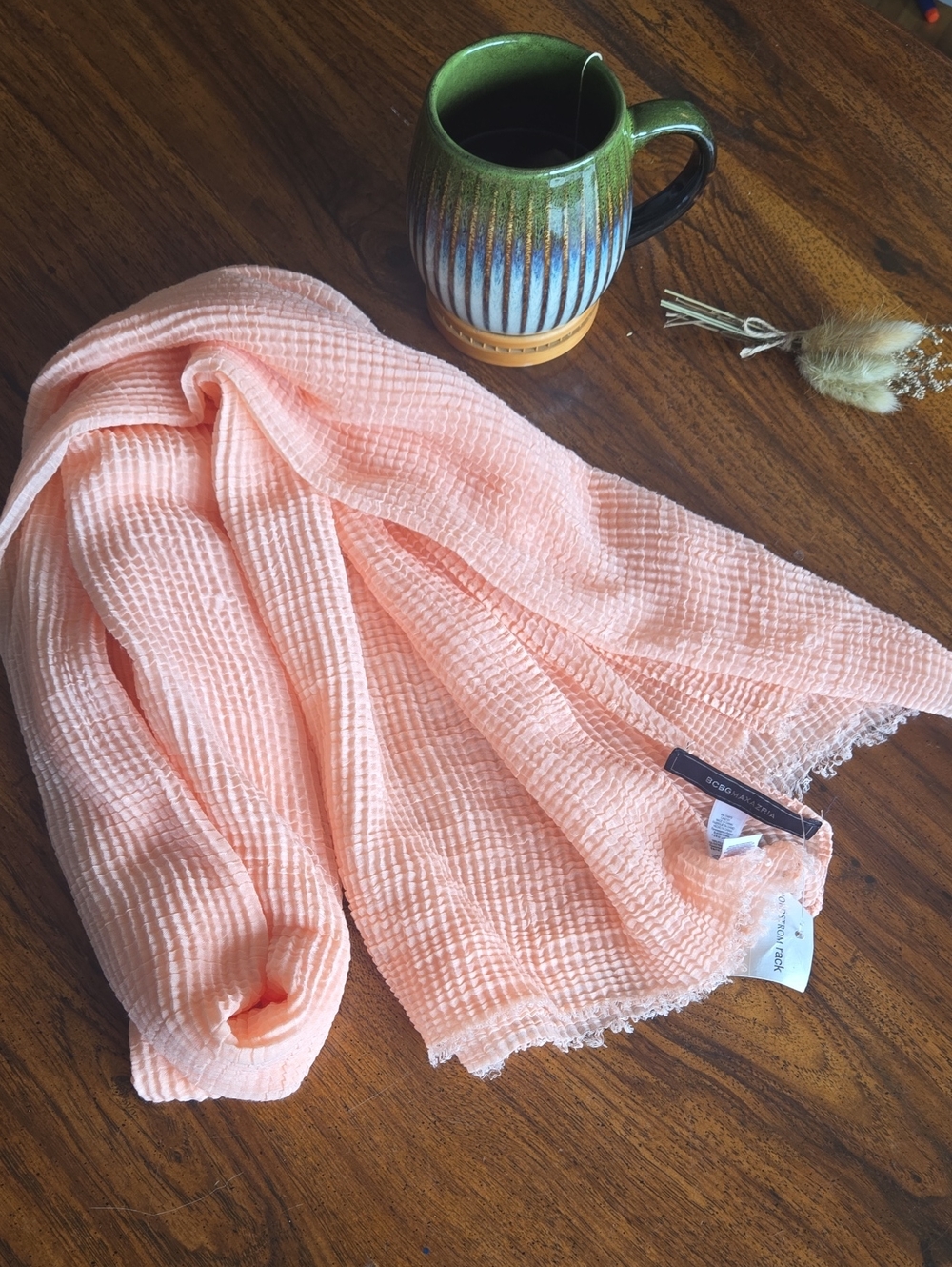 BCBGMaxAzria Peach Textured Lightweight Scarf